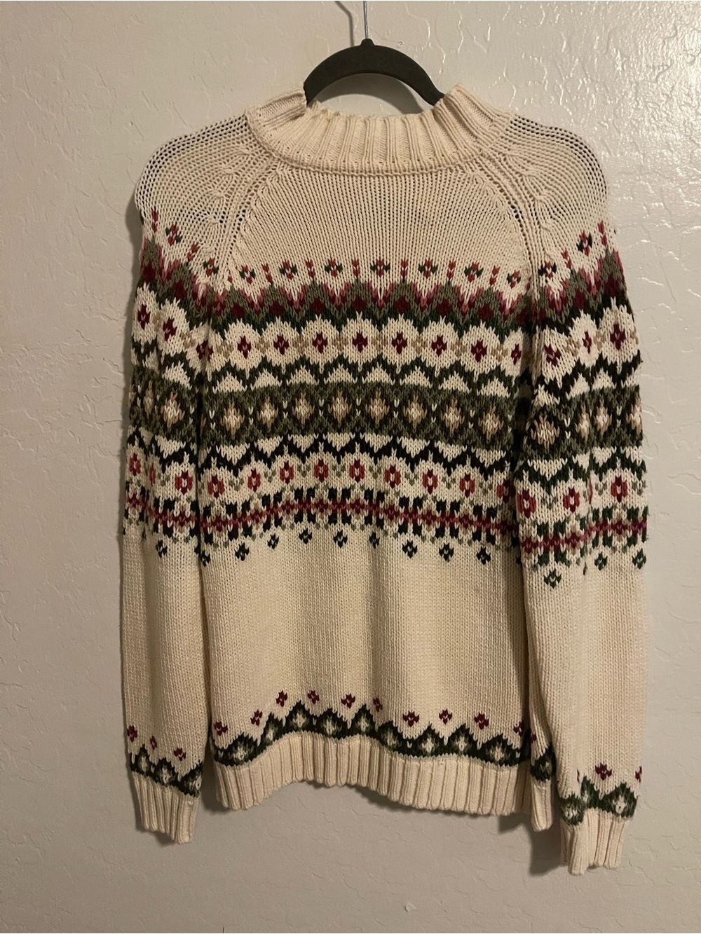 liz claiborne Vintage Sweater Fair Isle yoke pattern  Size L
